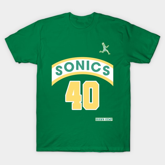 Shawn Kemp Retro Supersonics Jersey 90s Style Fan Art T-Shirt by darklordpug